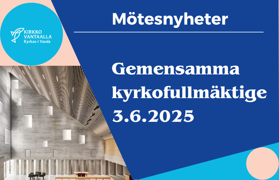 Dickursby kyrka och texten Mötesnyheter Gemensamma kyrkofullmäktige 2.6.2025
